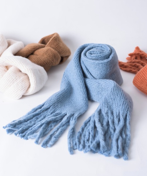 MAISON BREEZE（メゾンブリーズ）の「【MAISON BREEZE】幸せタッチ リブマフラー SCCH14（マフラー・レディース・ベージュ/レッド/サックスブルー/オレンジ/ホワイト/ブラック・FREE）」の4枚目の写真