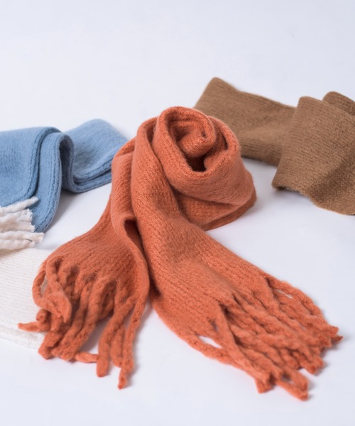 MAISON BREEZE（メゾンブリーズ）の「【MAISON BREEZE】幸せタッチ リブマフラー SCCH14（マフラー・レディース・ベージュ/レッド/サックスブルー/オレンジ/ホワイト/ブラック・FREE）」の6枚目の写真