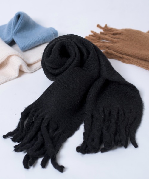 MAISON BREEZE（メゾンブリーズ）の「【MAISON BREEZE】幸せタッチ リブマフラー SCCH14（マフラー・レディース・ベージュ/レッド/サックスブルー/オレンジ/ホワイト/ブラック・FREE）」の3枚目の写真