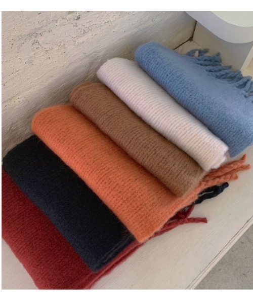 MAISON BREEZE（メゾンブリーズ）の「【MAISON BREEZE】幸せタッチ リブマフラー SCCH14（マフラー・レディース・ベージュ/レッド/サックスブルー/オレンジ/ホワイト/ブラック・FREE）」の7枚目の写真