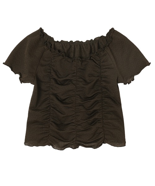 X-girl（エックスガール）の「JACQUARD JERSEY TOP（シャツ/ブラウス・レディース・ブラウン/グリーン・S/M）」の6枚目の写真