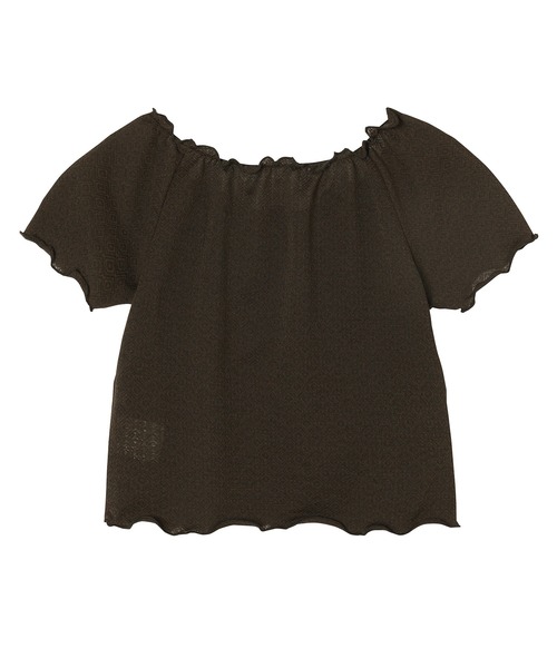 X-girl（エックスガール）の「JACQUARD JERSEY TOP（シャツ/ブラウス・レディース・ブラウン/グリーン・S/M）」の9枚目の写真