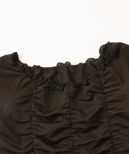 X-girl（エックスガール）の「JACQUARD JERSEY TOP（シャツ/ブラウス・レディース・ブラウン/グリーン・S/M）」の14枚目の写真