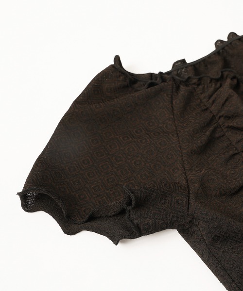 X-girl（エックスガール）の「JACQUARD JERSEY TOP（シャツ/ブラウス・レディース・ブラウン/グリーン・S/M）」の12枚目の写真