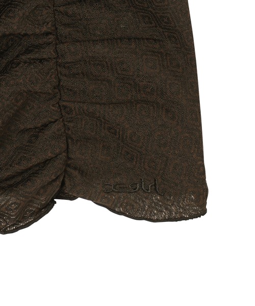 X-girl（エックスガール）の「JACQUARD JERSEY TOP（シャツ/ブラウス・レディース・ブラウン/グリーン・S/M）」の20枚目の写真