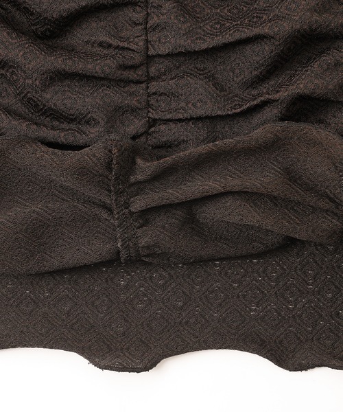 X-girl（エックスガール）の「JACQUARD JERSEY TOP（シャツ/ブラウス・レディース・ブラウン/グリーン・S/M）」の4枚目の写真