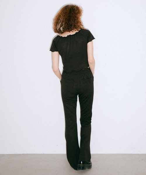 X-girl（エックスガール）の「JACQUARD JERSEY TOP（シャツ/ブラウス・レディース・ブラウン/グリーン・S/M）」の5枚目の写真