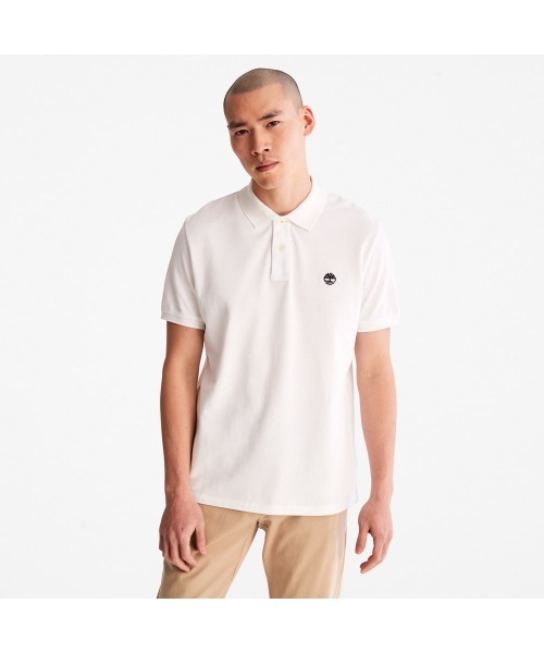 Timberland（ティンバーランド）の「メンズ 半袖 ロゴ ポロシャツ（ポロシャツ・メンズ・ホワイト/カーキ/ブルー/ダークブルー/ブラック/グレー/ダークオリーブ・SMALL/MEDIUM/LARGE/X-LARGE/XX-LARGE/X-SMALL）」の2枚目の写真