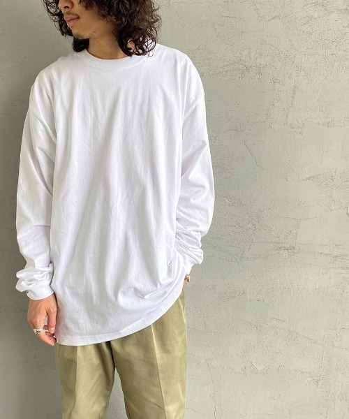 HANES（ヘインズ）の「【WEB限定】[HANES/ヘインズ] BEEFY ビーフィー XXL･XXXL ビッグシルエットロンT（Tシャツ/カットソー・レディース・ホワイト/ブラック・XXX-LARGE/XX-LARGE）」の2枚目の写真