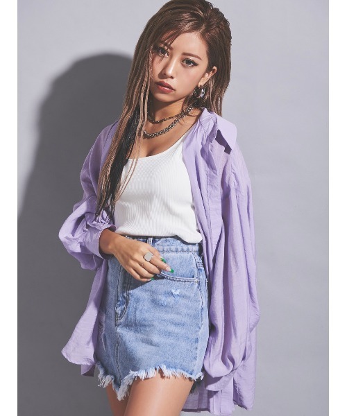 EGOIST（エゴイスト）の「ペールカラーシアーシャツ（シャツ/ブラウス・レディース・ホワイト/パープル/ミント・FREE）」の3枚目の写真