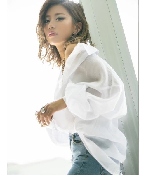 EGOIST（エゴイスト）の「ペールカラーシアーシャツ（シャツ/ブラウス・レディース・ホワイト/パープル/ミント・FREE）」の2枚目の写真