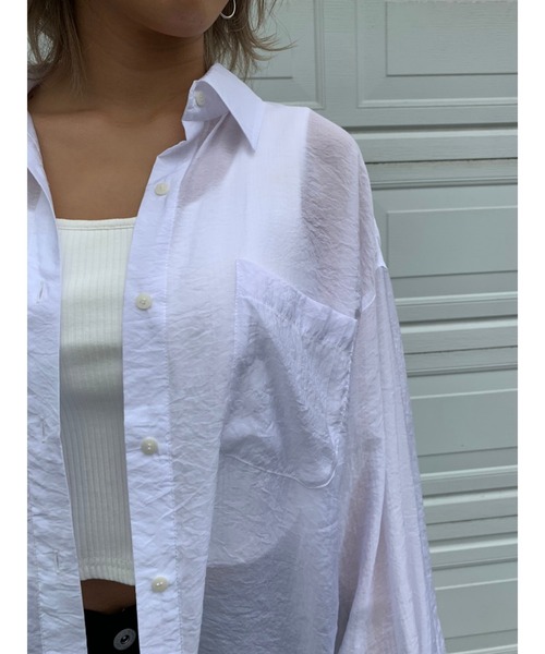 EGOIST（エゴイスト）の「ペールカラーシアーシャツ（シャツ/ブラウス・レディース・ホワイト/パープル/ミント・FREE）」の10枚目の写真