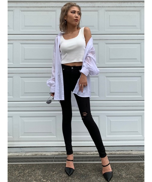 EGOIST（エゴイスト）の「ペールカラーシアーシャツ（シャツ/ブラウス・レディース・ホワイト/パープル/ミント・FREE）」の9枚目の写真