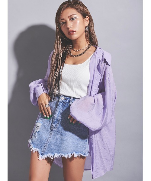 EGOIST（エゴイスト）の「ペールカラーシアーシャツ（シャツ/ブラウス・レディース・ホワイト/パープル/ミント・FREE）」の6枚目の写真