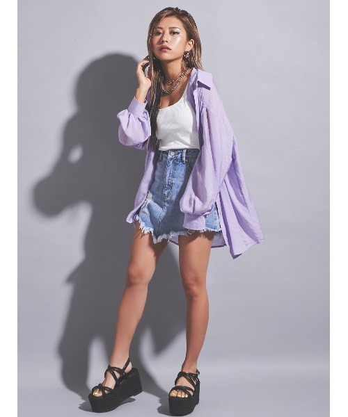 EGOIST（エゴイスト）の「ペールカラーシアーシャツ（シャツ/ブラウス・レディース・ホワイト/パープル/ミント・FREE）」の7枚目の写真