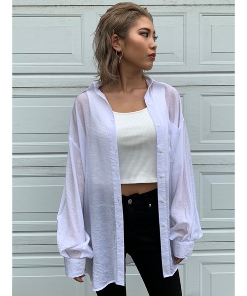 EGOIST（エゴイスト）の「ペールカラーシアーシャツ（シャツ/ブラウス・レディース・ホワイト/パープル/ミント・FREE）」の4枚目の写真