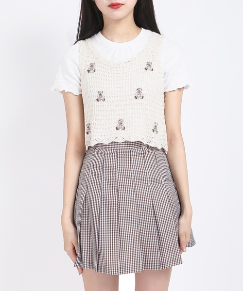 WC（ダブル シー）の「クマ刺繍クロシェベスト（ベスト・レディース・ベージュ/アイボリー・FREE）」の7枚目の写真