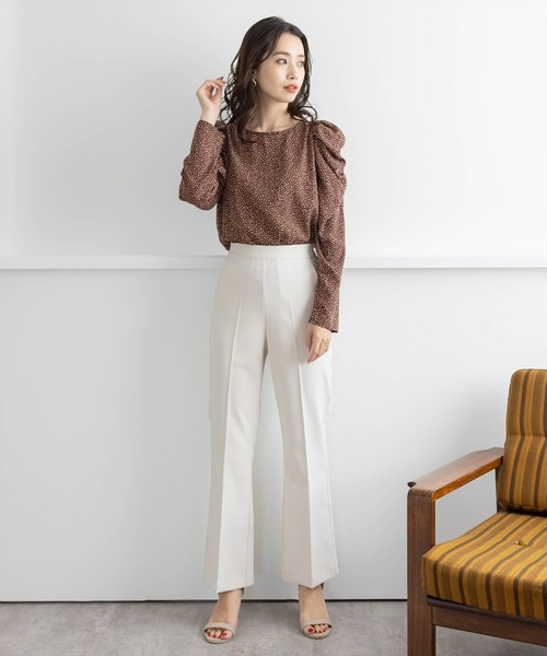 新品未使用　ICB テックスストレッチセミフレアパンツ クン ウエストストレッチセミフレアパンツ カラー:ブラック