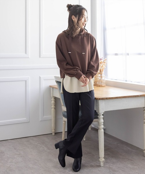 clear(クリア)の「【WEB限定】ストレッチセミフレアパンツ(スラックス・レディース・ブラック/グリーン/アイボリー/ブラウン/ブルー・S/M/L)」の9枚目の写真