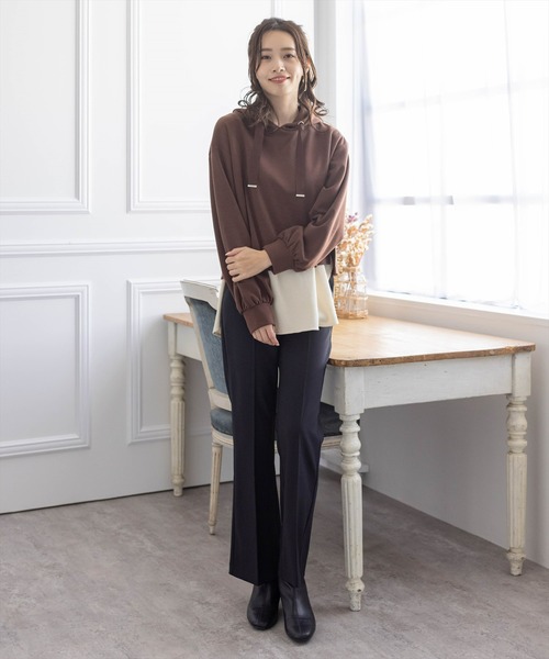 clear(クリア)の「【WEB限定】ストレッチセミフレアパンツ(スラックス・レディース・ブラック/グリーン/アイボリー/ブラウン/ブルー・S/M/L)」の18枚目の写真