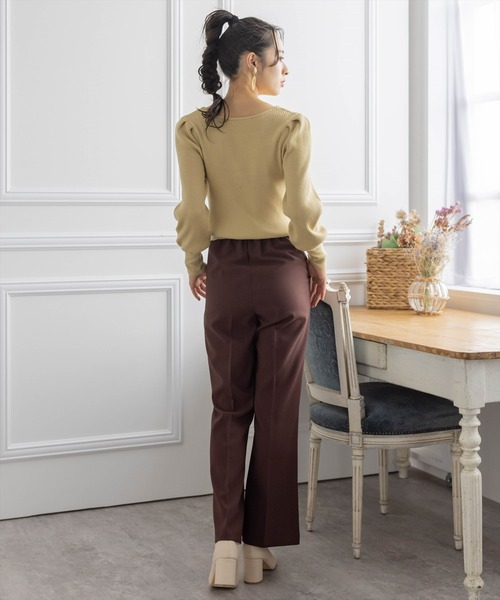 clear(クリア)の「【WEB限定】ストレッチセミフレアパンツ(スラックス・レディース・ブラック/グリーン/アイボリー/ブラウン/ブルー・S/M/L)」の13枚目の写真