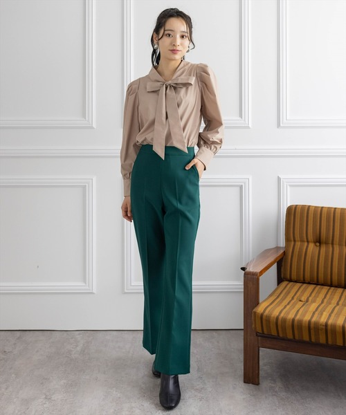 clear(クリア)の「【WEB限定】ストレッチセミフレアパンツ(スラックス・レディース・ブラック/グリーン/アイボリー/ブラウン/ブルー・S/M/L)」の12枚目の写真