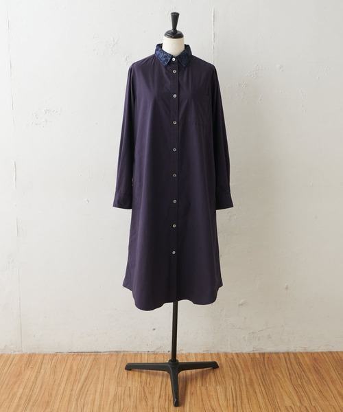 BEARDSLEY（ビアズリー）の「フラワー刺繍の襟は取り外し可能 刺繍衿シャツハオリ（シャツ/ブラウス・レディース・ホワイト/ネイビー・FREE）」の16枚目の写真