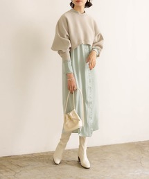 RANDA | ニットレイヤードロングシャツワンピース(シャツワンピース)