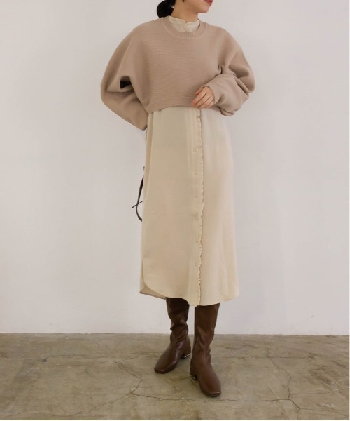 RANDA(ランダ)の「ニットレイヤードロングシャツワンピース(シャツワンピース・レディース・ブルー/ベージュ/グリーン・FREE)」の4枚目の写真