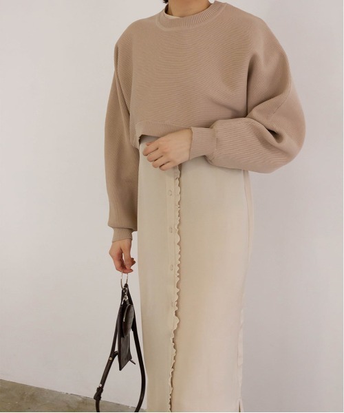 RANDA(ランダ)の「ニットレイヤードロングシャツワンピース(シャツワンピース・レディース・ブルー/ベージュ/グリーン・FREE)」の7枚目の写真