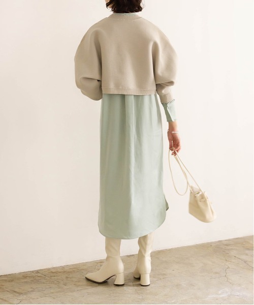 RANDA(ランダ)の「ニットレイヤードロングシャツワンピース(シャツワンピース・レディース・ブルー/ベージュ/グリーン・FREE)」の19枚目の写真