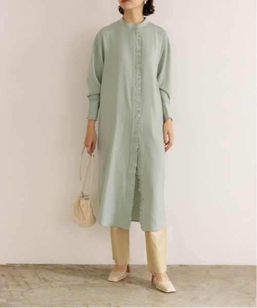 ワンピース 長袖 シャツワンピース ロング レイヤード ニット RANDA（ランダ）の「ニットレイヤードロングシャツワンピース