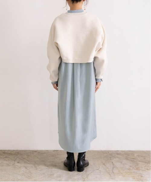 ワンピース 長袖 シャツワンピース ロング レイヤード ニット aquagarage シャツワンピース レディース トップス シャツ