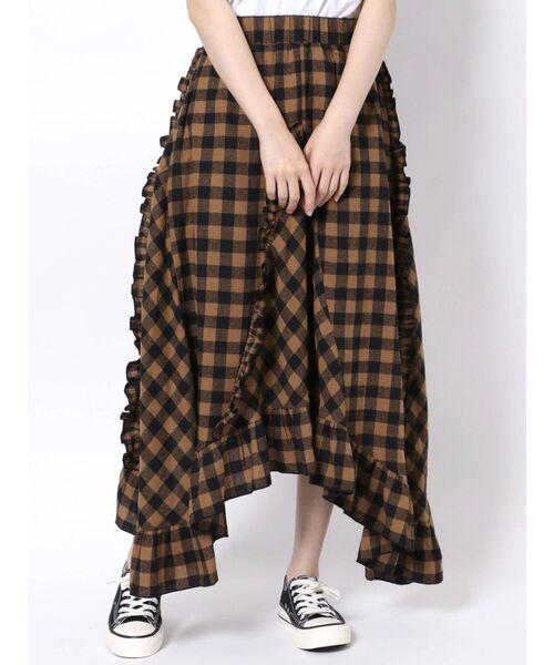 merry jenny（メリージェニー）の「ギンガムフレアロングスカート（スカート・レディース・ブラック/オレンジ/グリーン・FREE）」の6枚目の写真