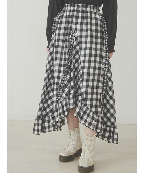 merry jenny（メリージェニー）の「ギンガムフレアロングスカート（スカート・レディース・ブラック/オレンジ/グリーン・FREE）」の16枚目の写真