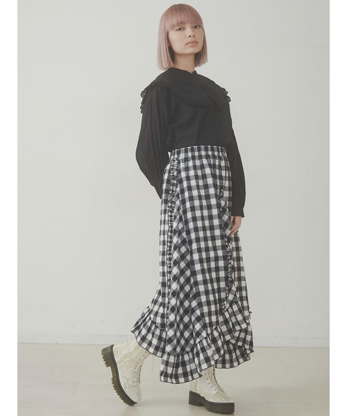 merry jenny（メリージェニー）の「ギンガムフレアロングスカート（スカート・レディース・ブラック/オレンジ/グリーン・FREE）」の19枚目の写真