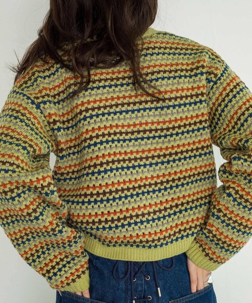 w closet（ダブルクローゼット）の「【新色追加】7Gマルチボーダーカーディガン（カーディガン/ボレロ・レディース・グリーン/ブラック/オフホワイト/ホワイト系その他/ブラック系その他・FREE）」の21枚目の写真