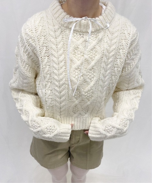 Charles Chaton（シャルルシャトン）の「ビッグケーブルニット（ニット/セーター・レディース・アイボリー・FREE）」の2枚目の写真