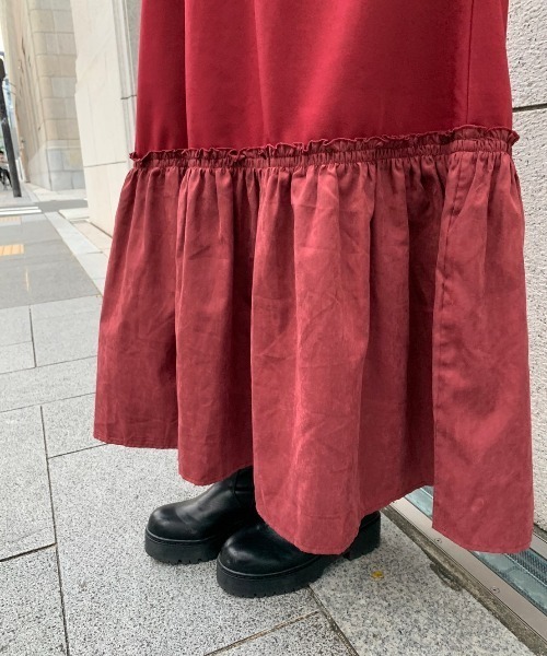 Chez toi(シェトワ)の「裏起毛×布帛切替ワンピース(ワンピース・レディース・ブラック/ベージュ/カーキ/ボルドー・FREE)」の9枚目の写真