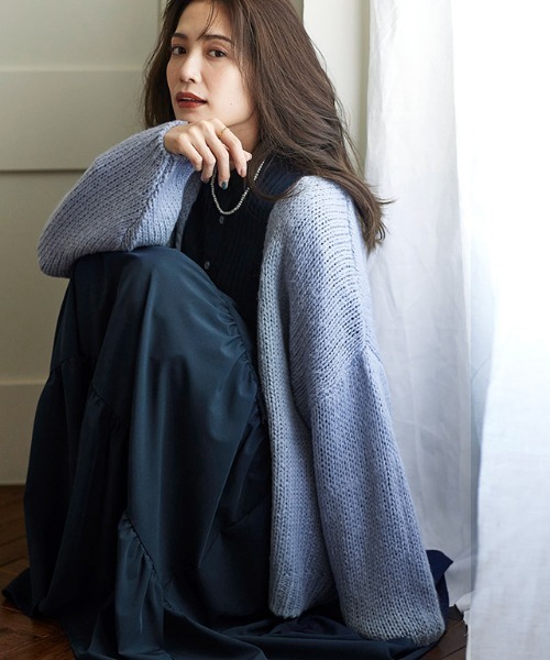 Pierrot（ピエロ）の「モヘアタッチカーディガン（カーディガン/ボレロ・レディース・ベージュ系その他/ブルーグレー/ライトグレー・M/L）」の2枚目の写真