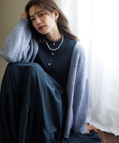 Pierrot（ピエロ）の「モヘアタッチカーディガン（カーディガン/ボレロ・レディース・ベージュ系その他/ブルーグレー/ライトグレー・M/L）」の4枚目の写真