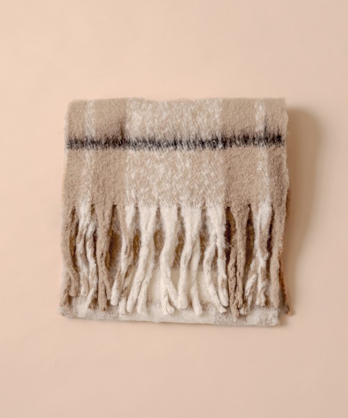 OLIVE des OLIVE(オリーブデオリーブ)の「【WEB限定】ブークレチェックマフラー(マフラー・レディース・ベージュ/オフホワイト・FREE)」の9枚目の写真