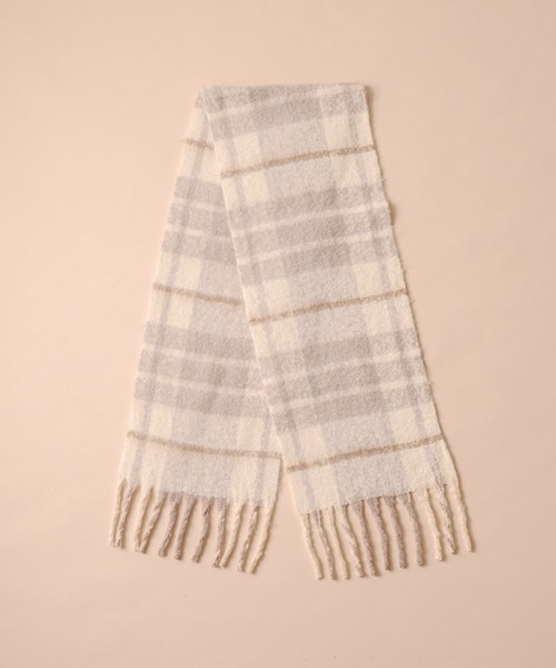 OLIVE des OLIVE(オリーブデオリーブ)の「【WEB限定】ブークレチェックマフラー(マフラー・レディース・ベージュ/オフホワイト・FREE)」の8枚目の写真