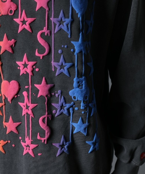 STUD MUFFIN（スタッドマフィン）の「msw1028-ピグメントダイコットン裏毛 スターグラムグラデーションフォームptスエットシャツ（スウェット・メンズ・ホワイト/チャコールグレー・2/4/3）」の5枚目の写真