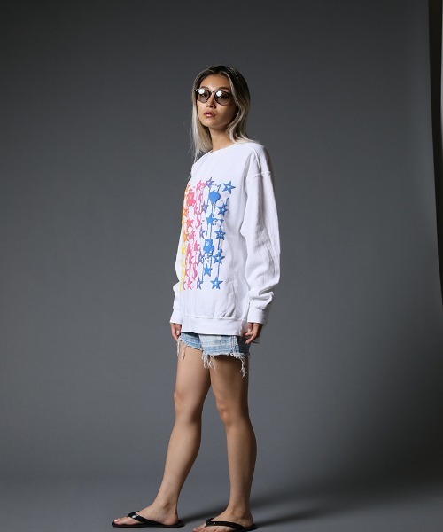 STUD MUFFIN（スタッドマフィン）の「msw1028-ピグメントダイコットン裏毛 スターグラムグラデーションフォームptスエットシャツ（スウェット・メンズ・ホワイト/チャコールグレー・2/4/3）」の18枚目の写真