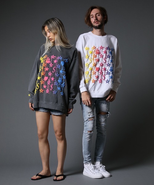 STUD MUFFIN（スタッドマフィン）の「msw1028-ピグメントダイコットン裏毛 スターグラムグラデーションフォームptスエットシャツ（スウェット・メンズ・ホワイト/チャコールグレー・2/4/3）」の22枚目の写真