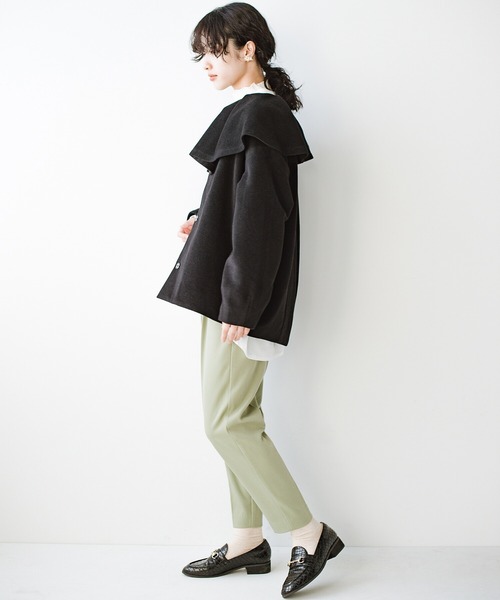 haco!(ハコ)の「大人のかわいげはアウターを羽織ったときにも大事にしたい!顔まわりが華やぐひらひら衿コート by que made me(その他アウター・レディース・ブラック・1/2)」の22枚目の写真