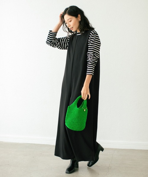 LEPSIM（レプシィム）の「キレイめオールインワン　229717（つなぎ/オールインワン・レディース・ブラック/ブルーグリーン・FREE）」の4枚目の写真