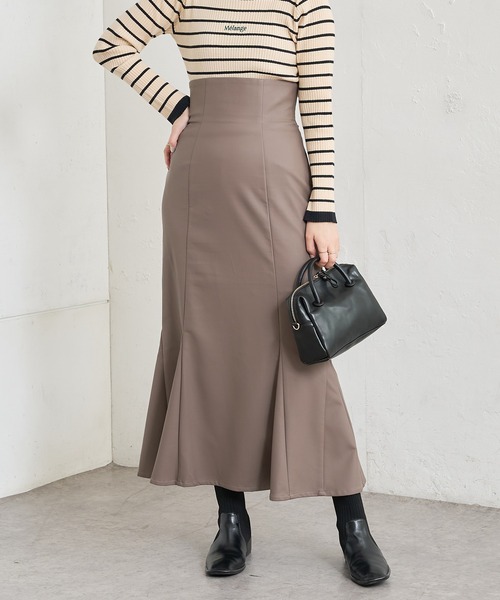 natural couture(ナチュラルクチュール)の「【WEB限定】合皮&ビッグチェックウエストマーメイドスカート Mサイズ(スカート・レディース・ベージュ系/パープル/ブラウン系/モカ・MEDIUM)」の10枚目の写真