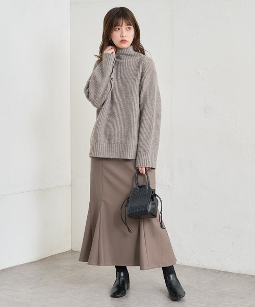natural couture(ナチュラルクチュール)の「【WEB限定】合皮&ビッグチェックウエストマーメイドスカート Mサイズ(スカート・レディース・ベージュ系/パープル/ブラウン系/モカ・MEDIUM)」の12枚目の写真